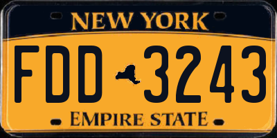 NY license plate FDD3243