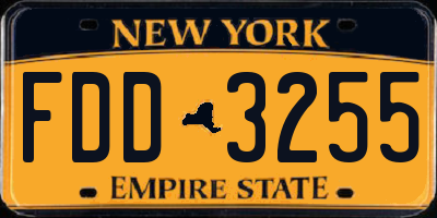 NY license plate FDD3255