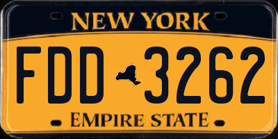 NY license plate FDD3262