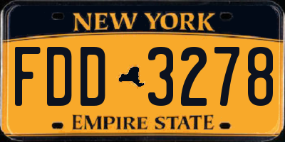 NY license plate FDD3278