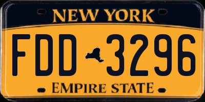 NY license plate FDD3296