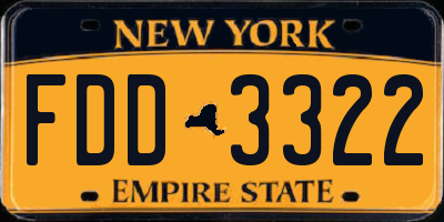 NY license plate FDD3322