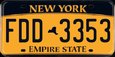 NY license plate FDD3353