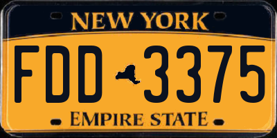 NY license plate FDD3375