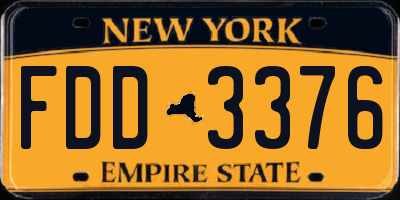 NY license plate FDD3376