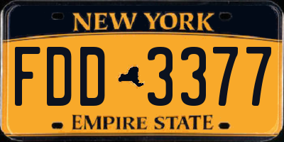 NY license plate FDD3377