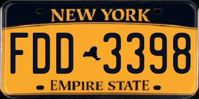 NY license plate FDD3398