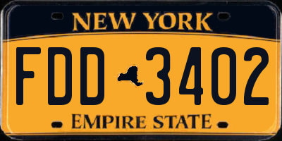 NY license plate FDD3402