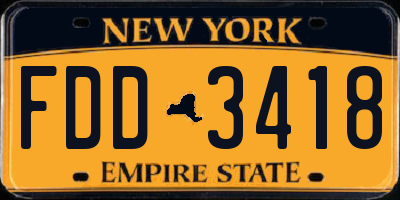 NY license plate FDD3418