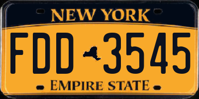 NY license plate FDD3545
