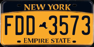 NY license plate FDD3573