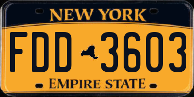 NY license plate FDD3603