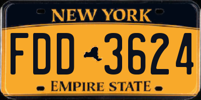 NY license plate FDD3624