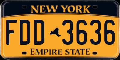 NY license plate FDD3636