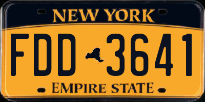 NY license plate FDD3641