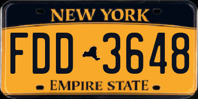 NY license plate FDD3648