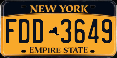 NY license plate FDD3649