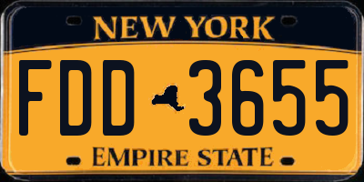 NY license plate FDD3655