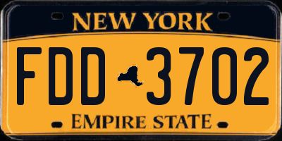 NY license plate FDD3702