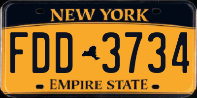 NY license plate FDD3734
