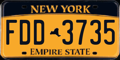 NY license plate FDD3735