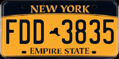 NY license plate FDD3835