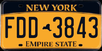 NY license plate FDD3843
