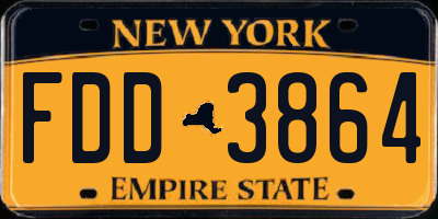 NY license plate FDD3864