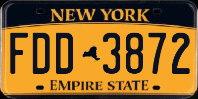 NY license plate FDD3872