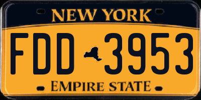 NY license plate FDD3953