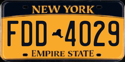 NY license plate FDD4029
