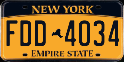 NY license plate FDD4034