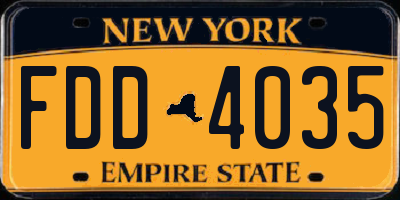 NY license plate FDD4035
