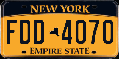 NY license plate FDD4070