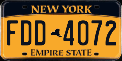 NY license plate FDD4072