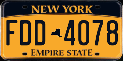NY license plate FDD4078