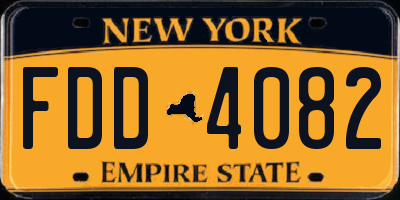 NY license plate FDD4082
