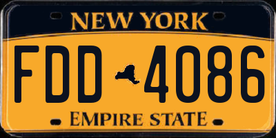 NY license plate FDD4086