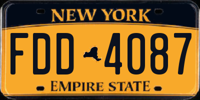 NY license plate FDD4087