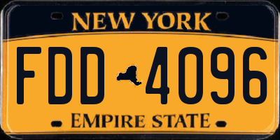 NY license plate FDD4096