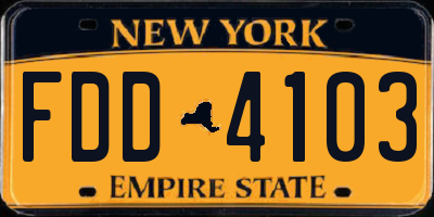 NY license plate FDD4103