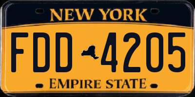 NY license plate FDD4205