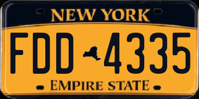 NY license plate FDD4335