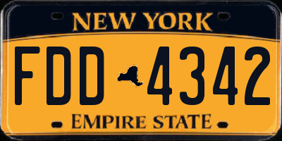 NY license plate FDD4342