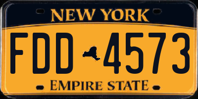 NY license plate FDD4573