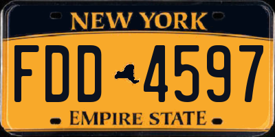 NY license plate FDD4597