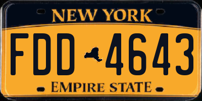 NY license plate FDD4643