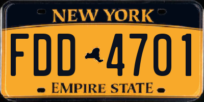 NY license plate FDD4701