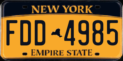 NY license plate FDD4985