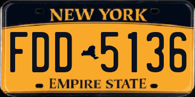 NY license plate FDD5136